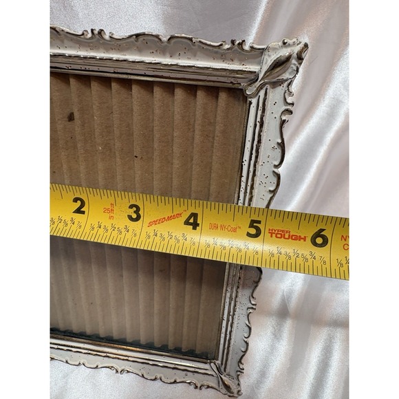 Vtg MCM Hollywood Regency Ornate Metal Picture Art Frame 5" X 7" White Gold - Picture 4 of 8